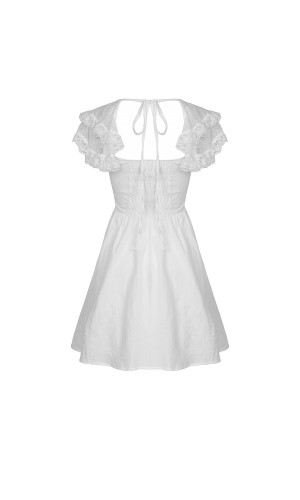 Angelic Beauty white cross chest square neck mini dress DW547