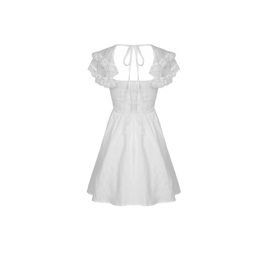Angelic Beauty white cross chest square neck mini dress DW547